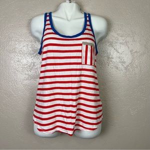 Gap women navy blue white red striped‎ tank top size M